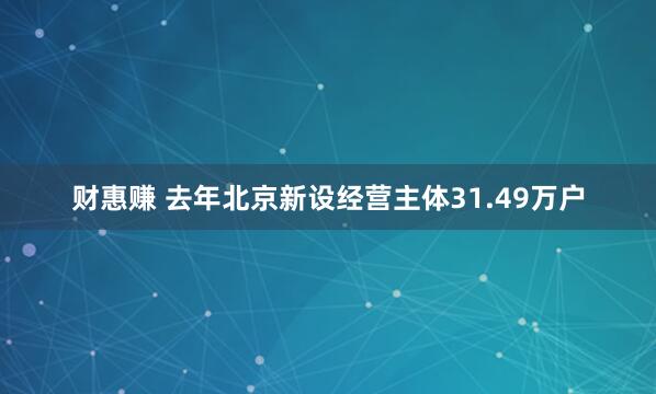 财惠赚 去年北京新设经营主体31.49万户